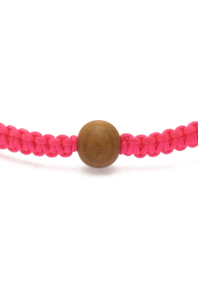 Neon Pink Wooden Bead Bracelet