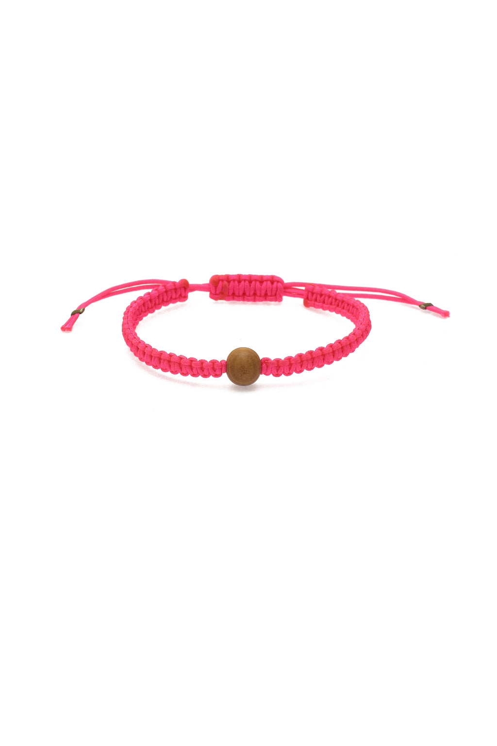 Neon Pink Wooden Bead Bracelet
