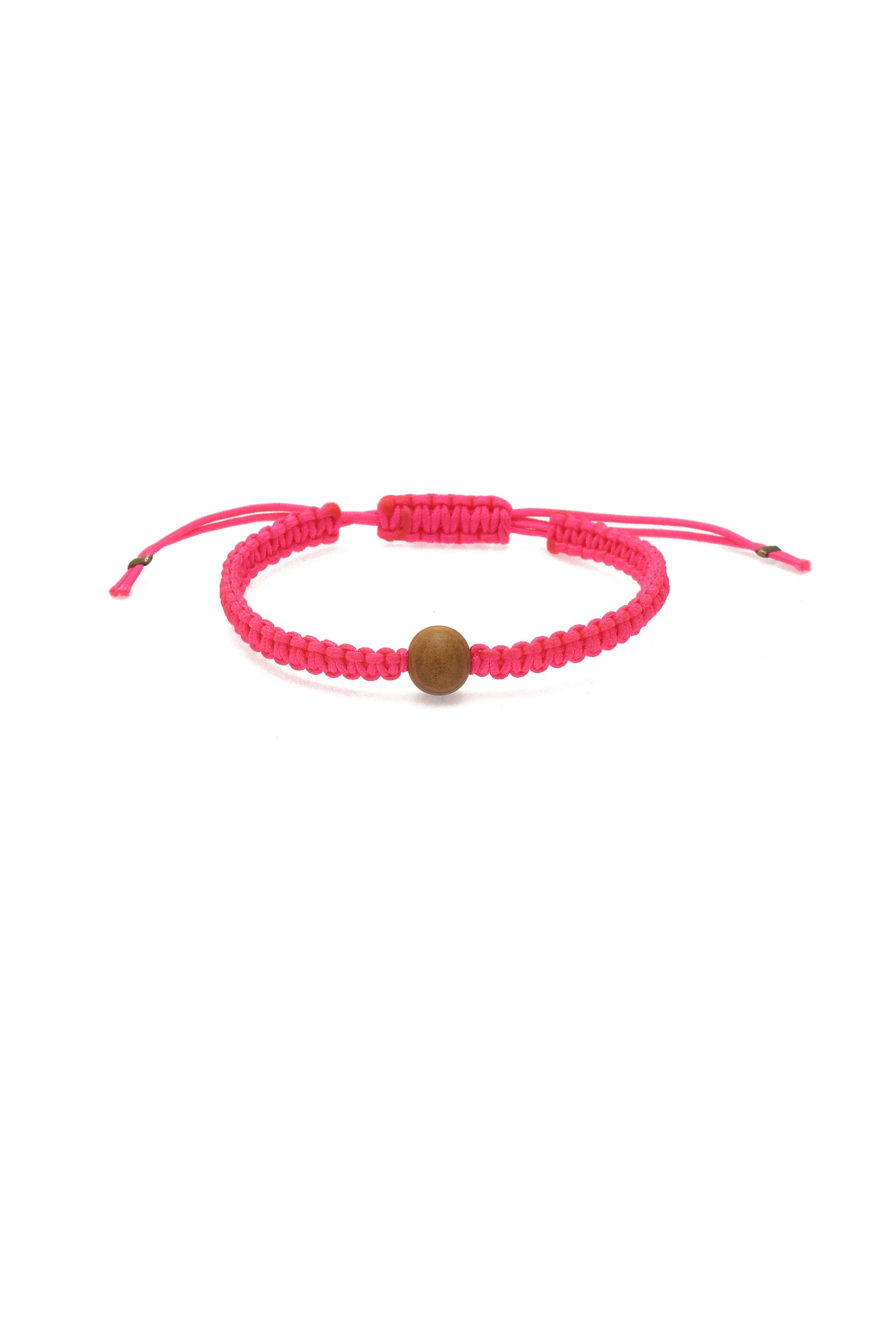 Neon Pink Wooden Bead Bracelet