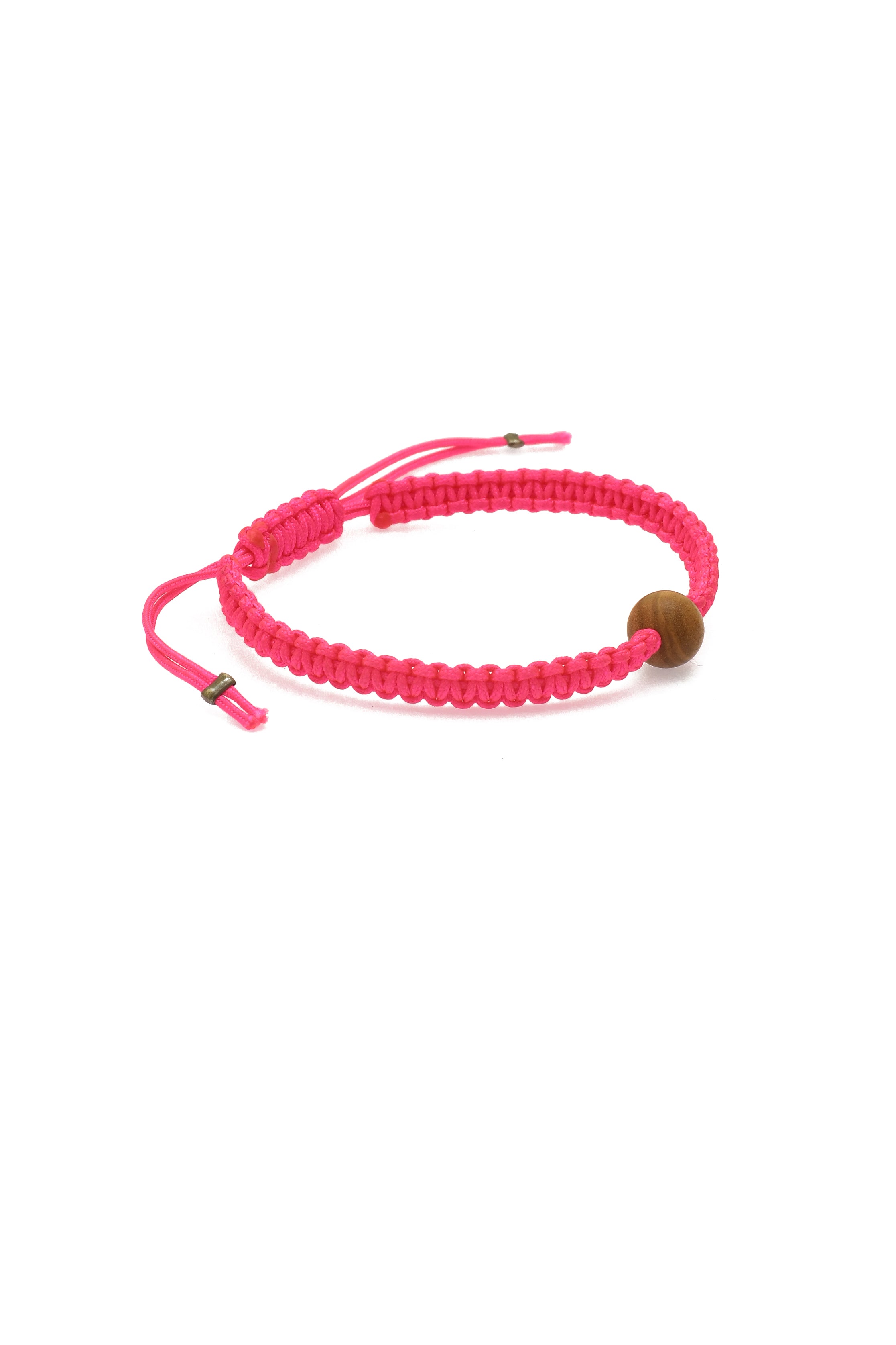 Neon Pink Wooden Bead Bracelet